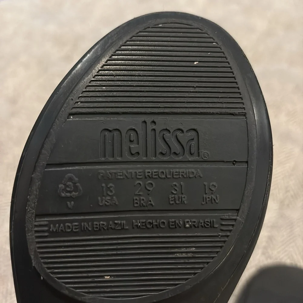 Mel dreamed by Melissa black rubber flats with bow size 13